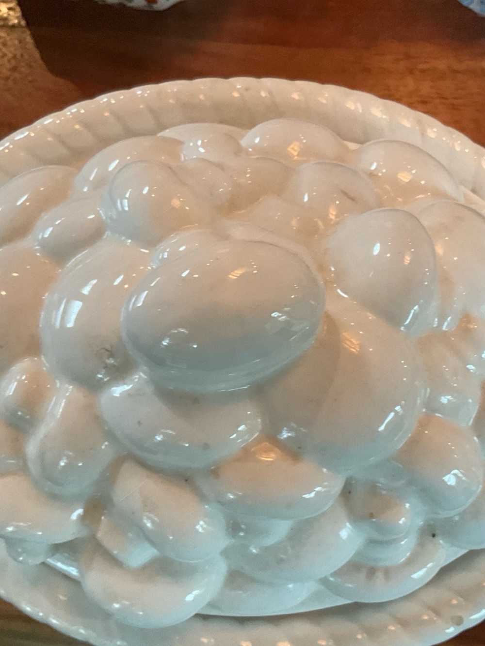 Vintage OGGI White Ceramic Grape Tureen 3-Piece Set w/ Lid & Ladle